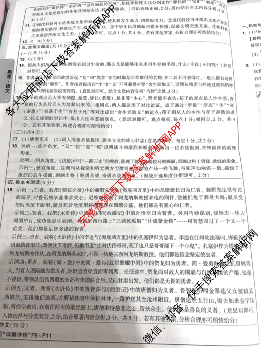 黑白卷河南专版2025年普通高等学校招生全国统一考试黑卷（含化学 物理 生物等9份）语文答案