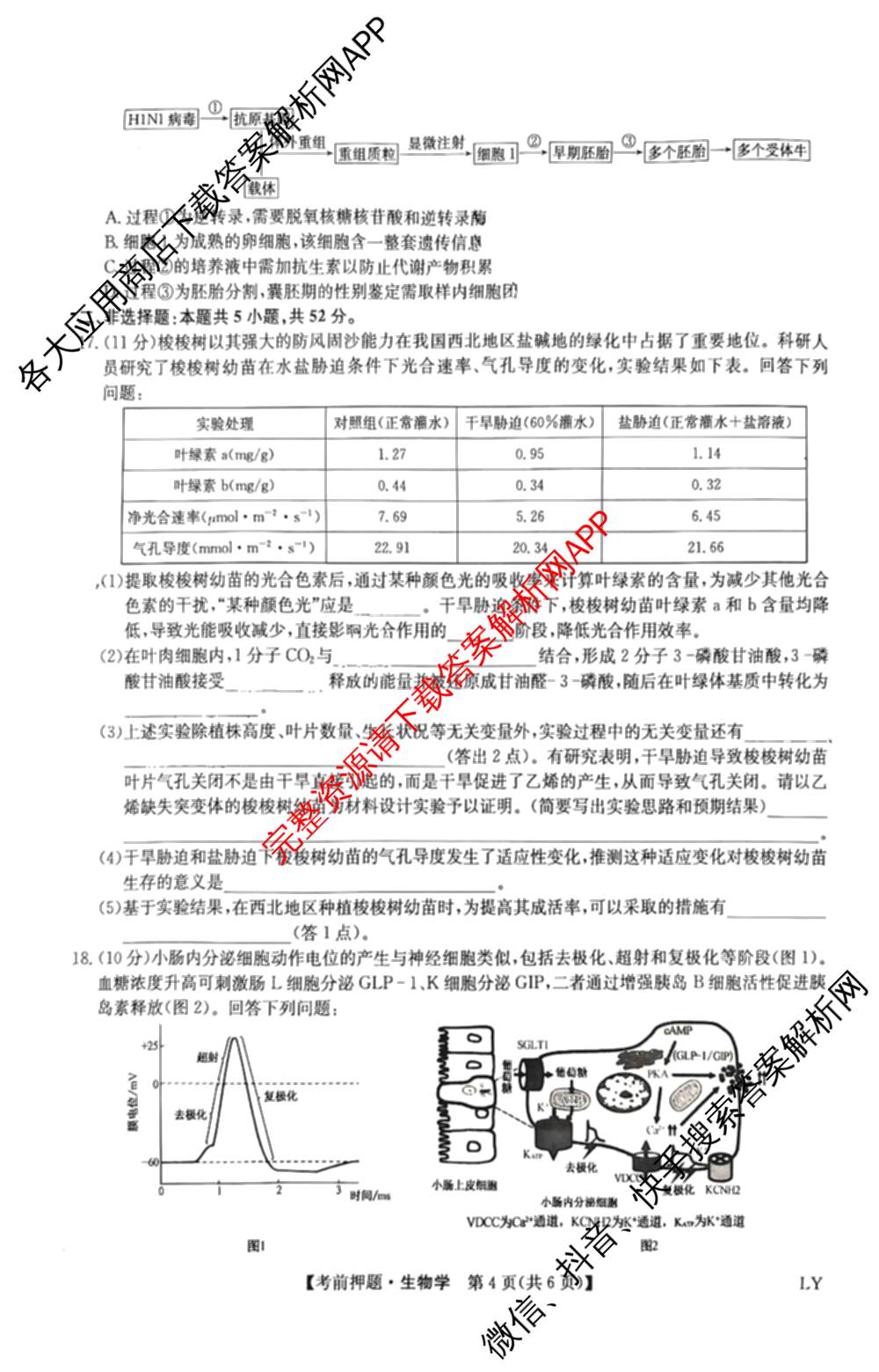 九师联盟2025届高三5月考前冲刺(一)（含地理(N)、政治、英语(无字母)等45份）生物试题
