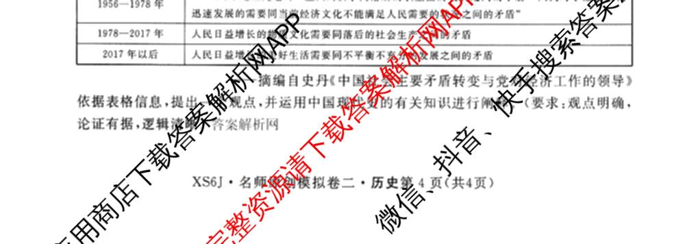 2026届高三总复习名师原创模拟(二)2（含地理(XS6J)、化学(新S6J)、化学(CQX6)等）历史试题