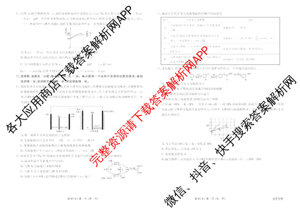衡水金卷先享题2026年学科素养评价练(五)5各科答案及试卷（含政治(AH)【安徽四川甘肃专版】 物理(HN)【湖南专版】 生物(山东专版)等）化学试题