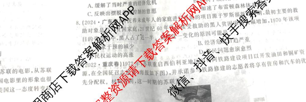 2026最新五年高考真题分类优化卷(十四)14各科答案及试卷（含地理、英语、物理等）历史试题