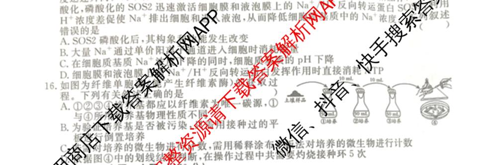 2026届高三总复习名师原创模拟(三)3试卷及答案汇总（含物理(XS6JG)、政治(新S6J)、生物(新S6)等39份）生物试题