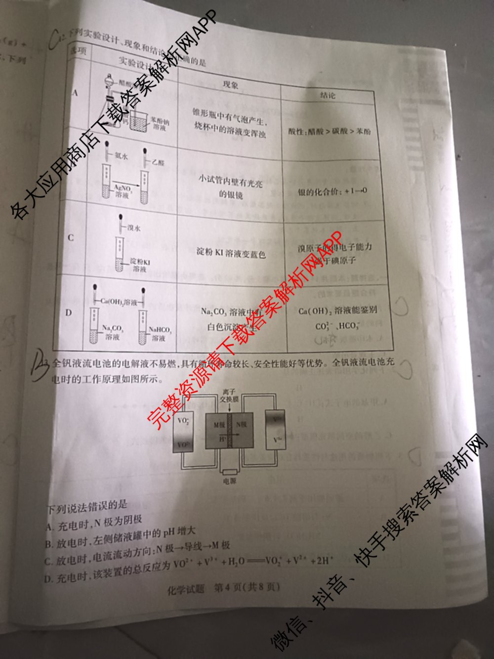 天一大联考2023-2024学年(下)高二年级期末考试各科答案及试卷（含历史 物理 语文等）化学试题