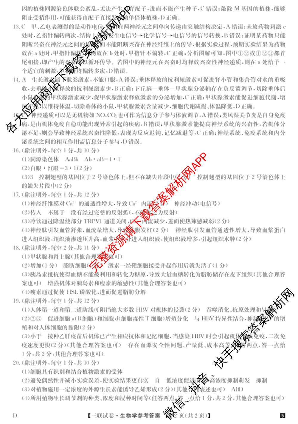 全国名校大联考2024~2025学年高三第三次联考(月考)试卷及答案汇总: 含生物(B)、物理(CS)、化学(C)试卷解析生物答案