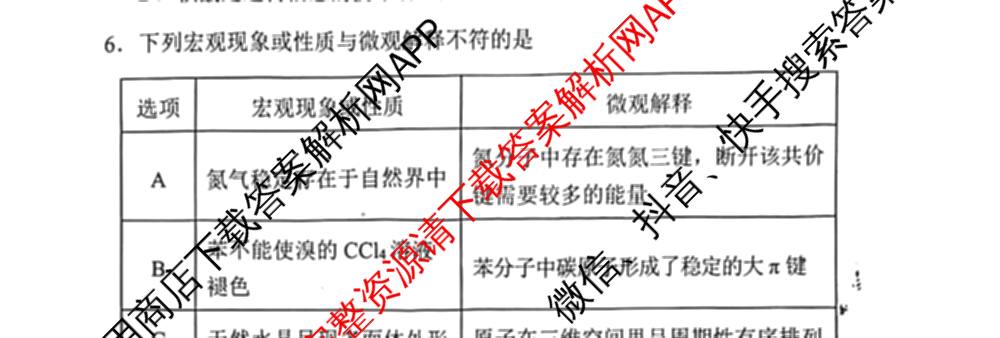 天津市部分区2026年高三质量调查试卷(一)各科答案及试卷（含地理、英语、化学等9份）化学试题