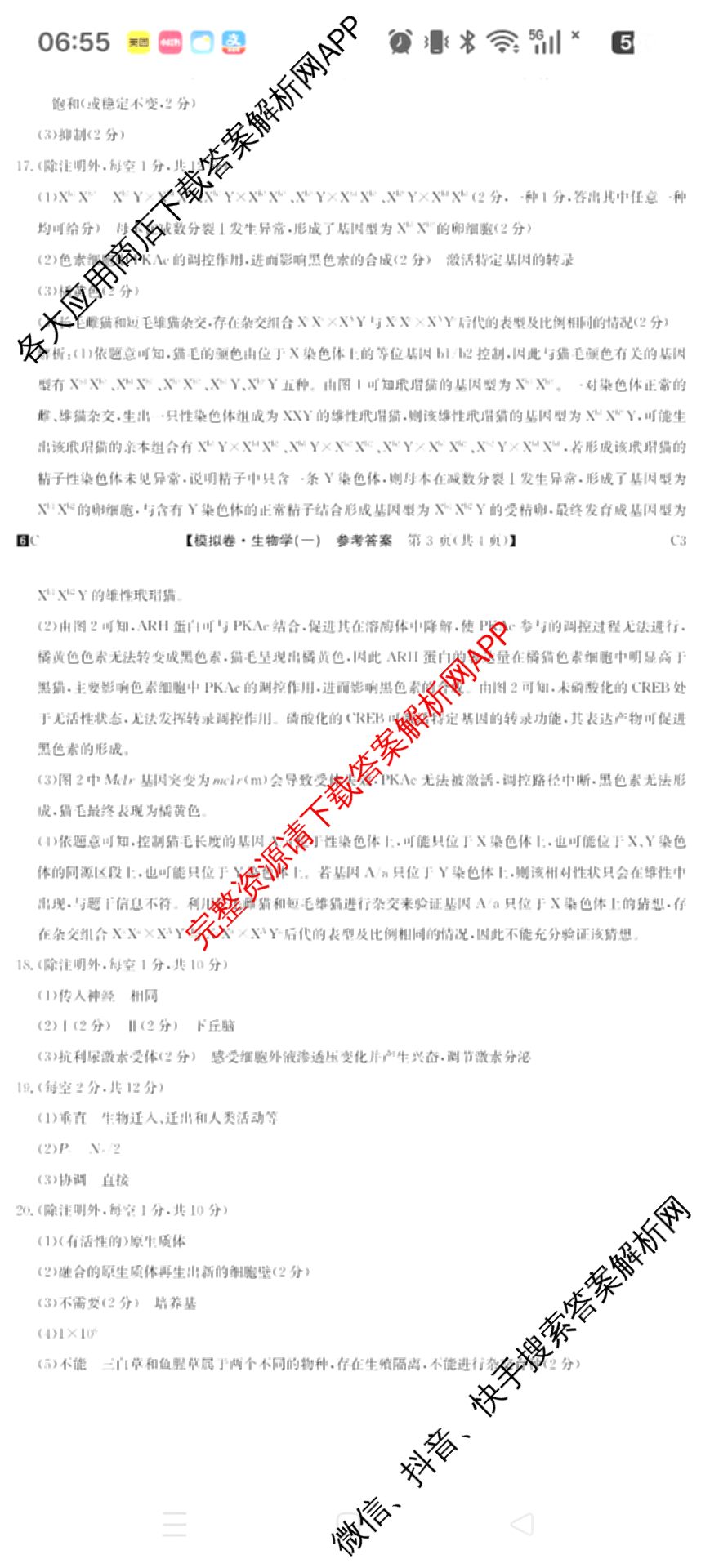 2026届全国高考调研模拟信息卷(一)1各科答案及试卷（含生物(C4) 生物(C2) 物理(C1)等）生物答案