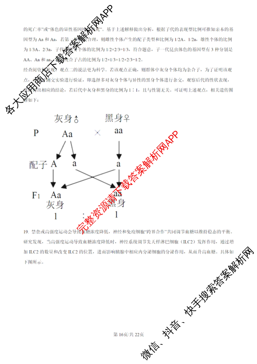 甘肃省西北师大附中2026年高三模拟考试试题(3月)各科答案及试卷（9科全）生物答案