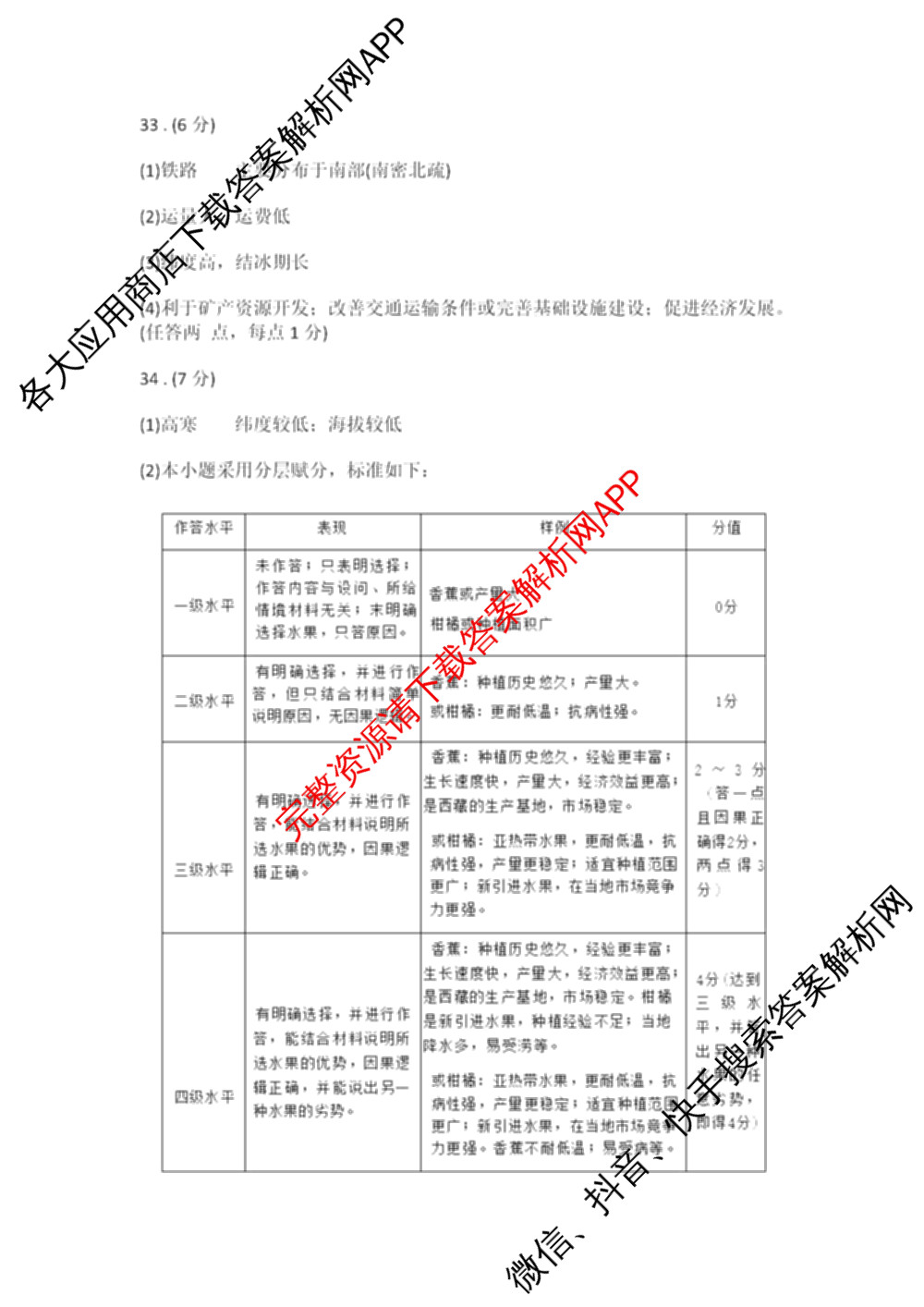 2025年云南省初中学业水考试: 含化学、语文、道德与法治试卷解析地理答案