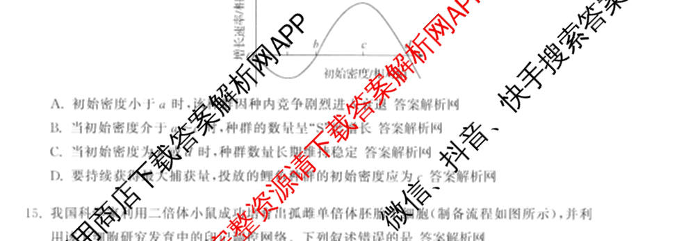 天舟高考衡中同卷2026年普通高等学校招生全国统一考试模拟信息卷(一)1(已更新政治(WY)、政治(河南版)、英语(通用版)等34份)生物试题