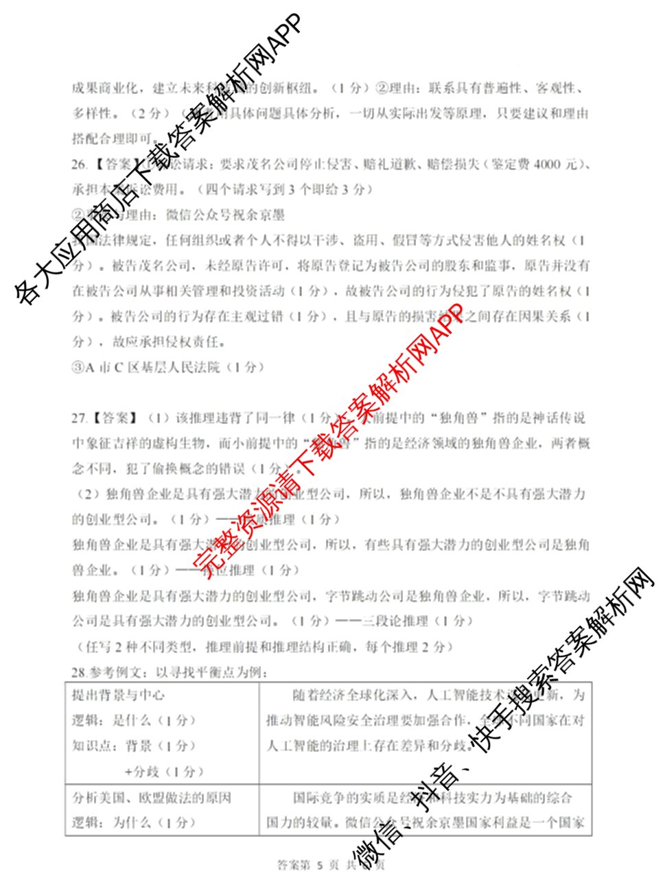 浙江省2025年4月稽阳联谊学校高三联考试卷及答案汇总（含地理 数学 语文等）政治答案