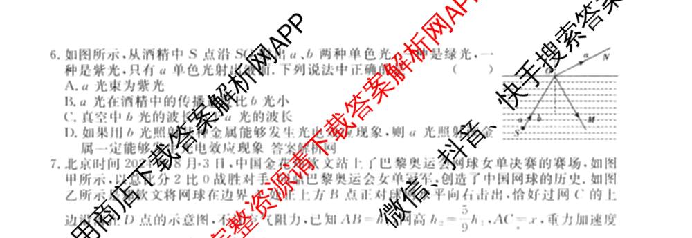 2026届高三总复习名师原创模拟(十二)12各科答案及试卷: 含物理(HN6)、生物(CQX6)、生物(新S6J)试卷解析物理试题