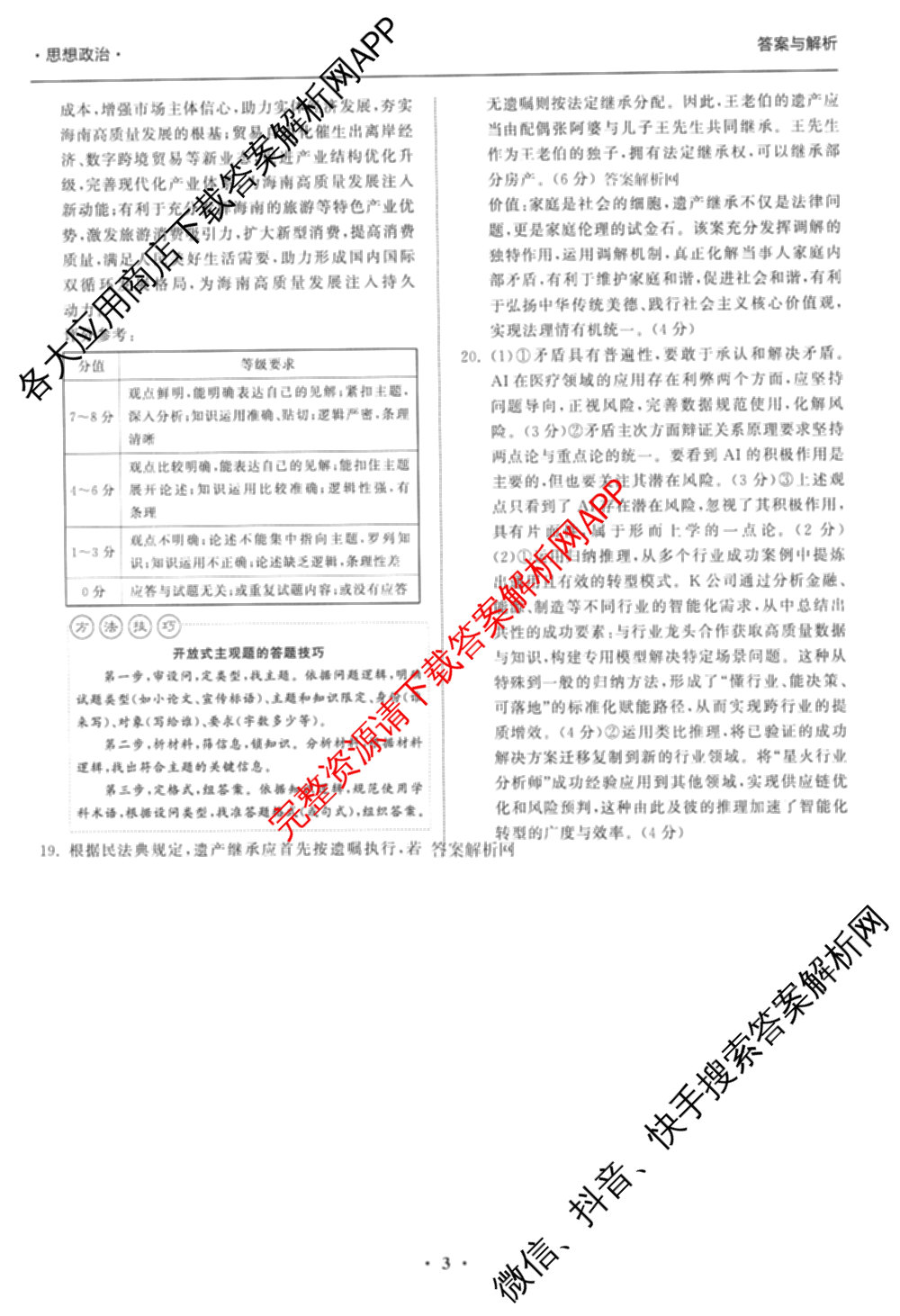 天舟高考衡中同卷2026年普通高等学校招生全国统一考试模拟信息卷(一)1(已更新政治(WY)、政治(河南版)、英语(通用版)等34份)政治答案