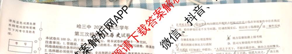 哈三中2025年高三学年第三次模拟考试各科答案及试卷（含化学、数学、语文等9份）历史试题