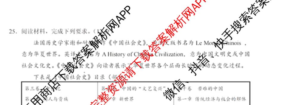 绍兴市2023学年高二第二学期高中期末调测试卷及答案汇总（含政治 语文 历史等）历史试题
