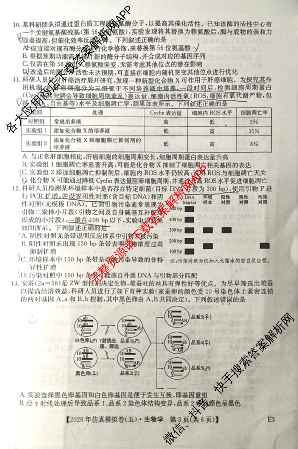 2026年全国高考仿真模拟卷(五)5各科答案及试卷(已更新地理(广西) 化学(广西) 历史(E2)等35份)生物试题