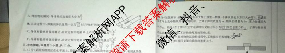 黔东南州2025届高三模拟统测(374C): 含政治 语文 英语试卷解析物理试题