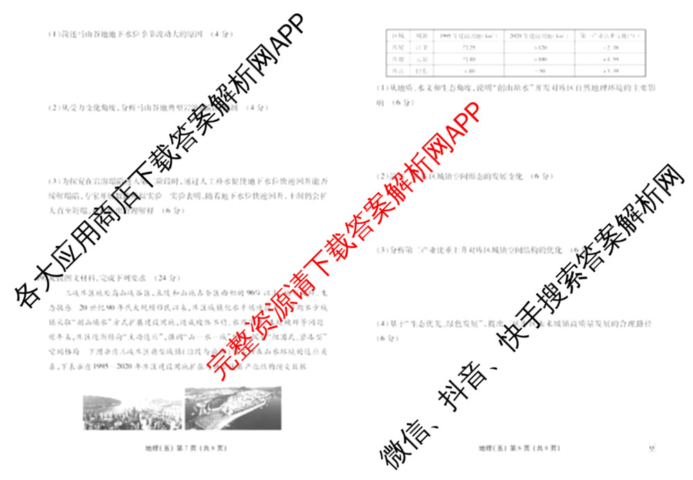 衡水金卷先享题2026年学科素养评价练(五)5各科答案及试卷（含政治(AH)【安徽四川甘肃专版】 物理(HN)【湖南专版】 生物(山东专版)等）地理试题
