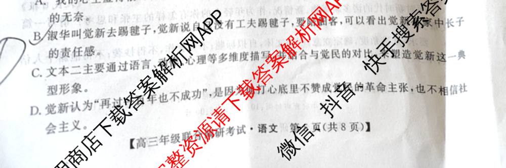 江西创智协作体2025年9月高三联合调研考试（含历史 数学 物理等）语文试题