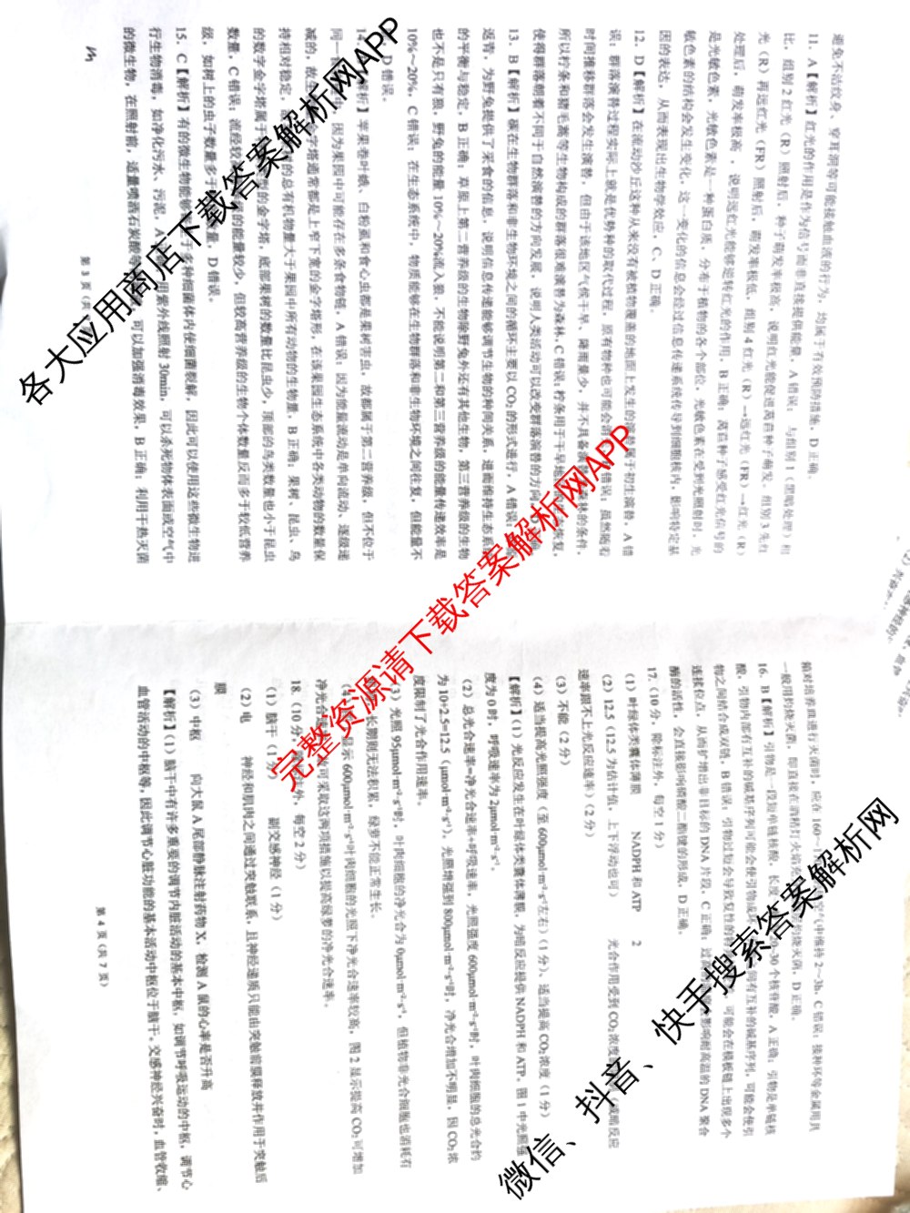 百师联盟2025-2026学年高三年级全真模拟测试卷各科答案及试卷（含地理 英语 物理(B)等）生物答案