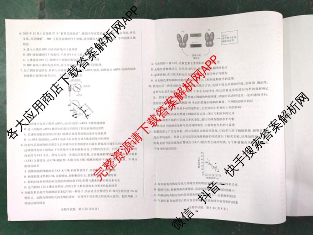 天一大联考2024-2025学年(上)高二年级期末考试各科答案及试卷（含英语(A卷) 政治(B卷) 地理(A)等）生物试题