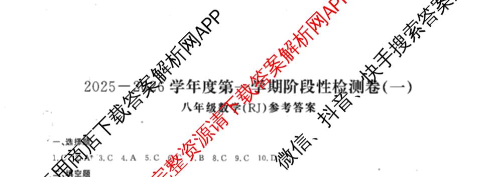 河南省2025-2026学年度第一学期阶段性检测卷(一)八年级（含数学(RJ) 物理(RJ) 英语(RJ)等）数学试题