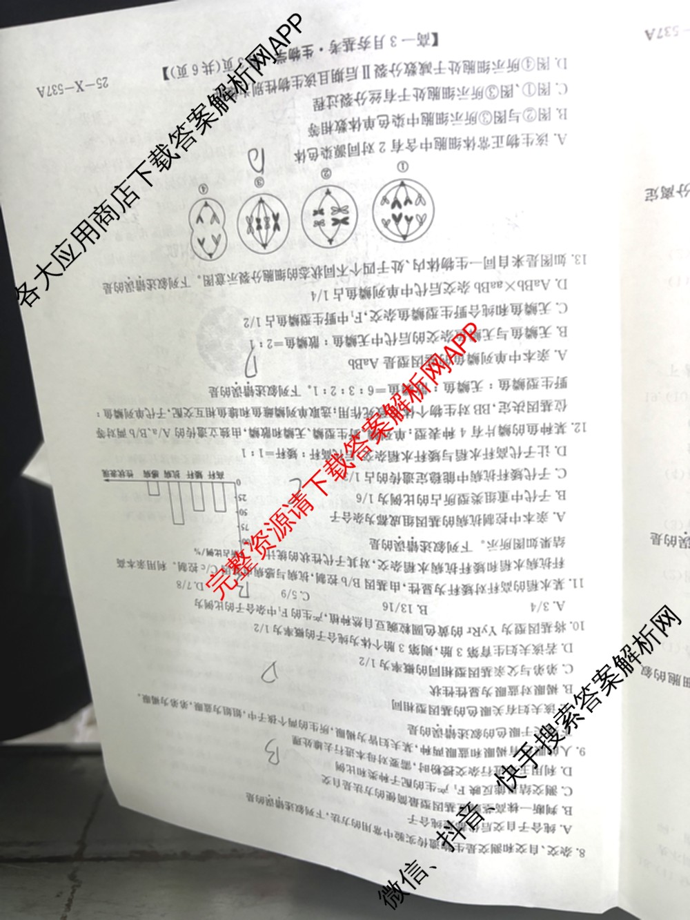 山西省2024~2025学年第二学期高一3月夯基卷(25-X-537A)（含英语、物理、数学(A卷)等）生物试题