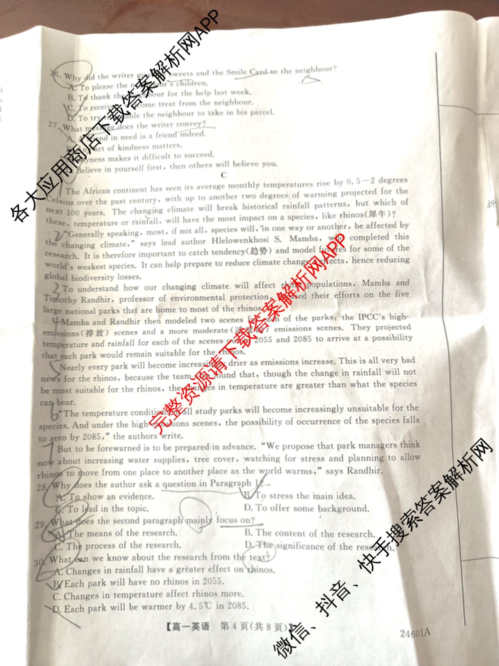 金科大联考2023-2024学年高一5月质量检测卷(24601A)(已更新英语、语文、生物等10份)英语试题