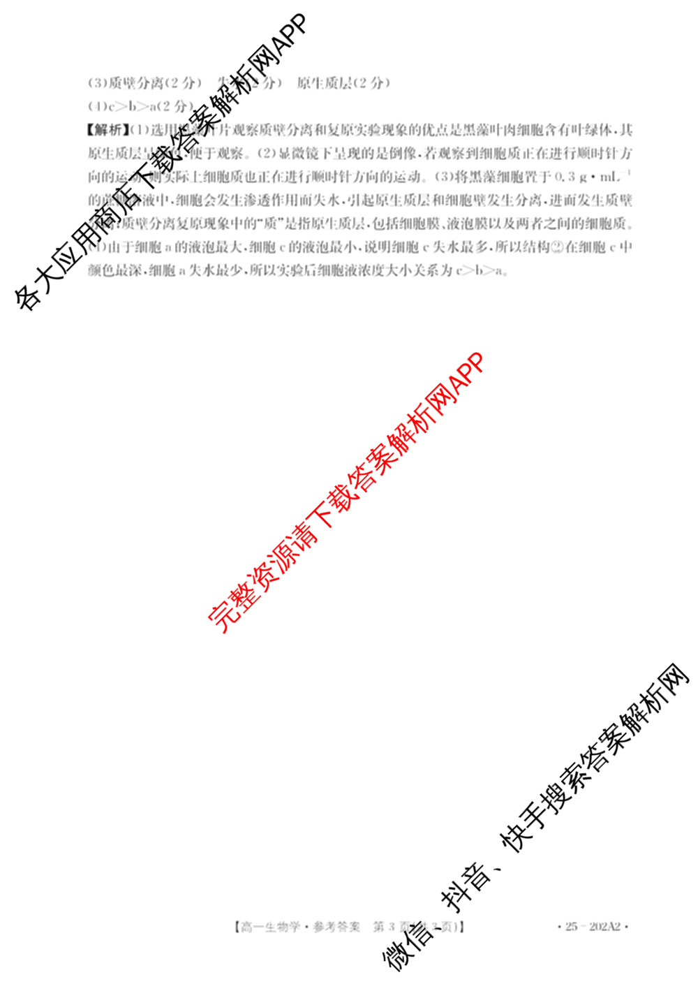 2024-2025年度上学期河南高一年阶段性考试: 含生物(A1) 地理(A1) 物理试卷解析生物答案