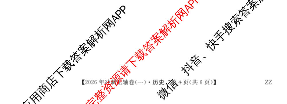 2026年全国高考冲刺压轴卷(一)1（含生物(河南) 地理(C2) 数学等）历史试题