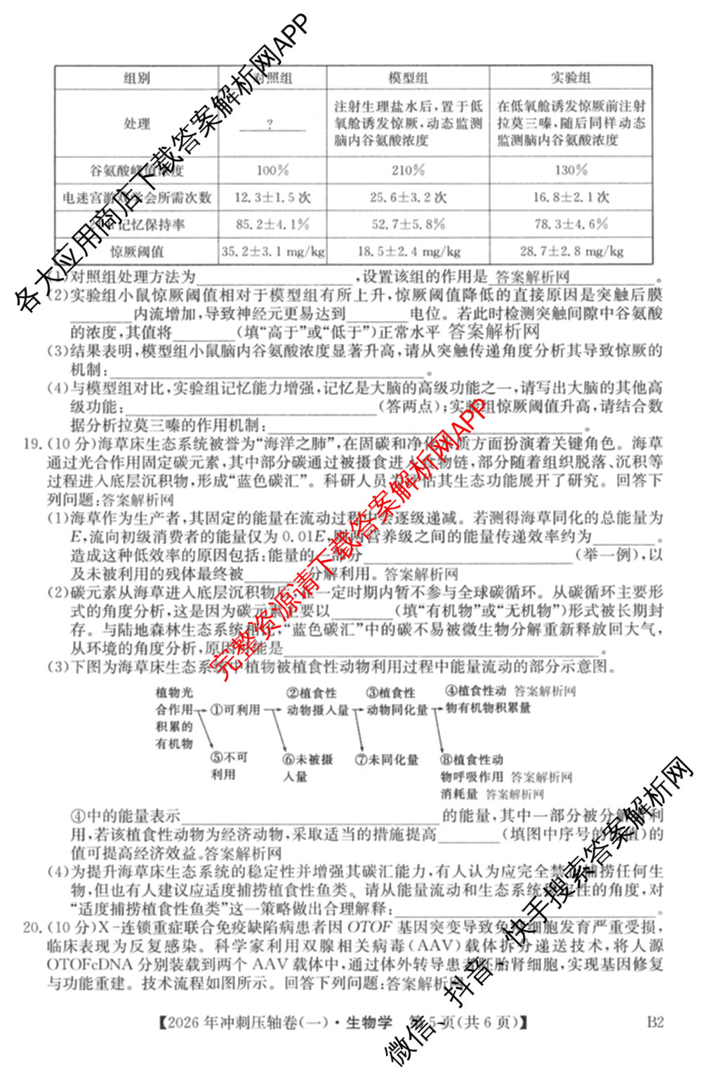2026年全国高考冲刺压轴卷(一)1(已更新生物(江西) 化学(B3) 生物(广西)等67份)生物试题