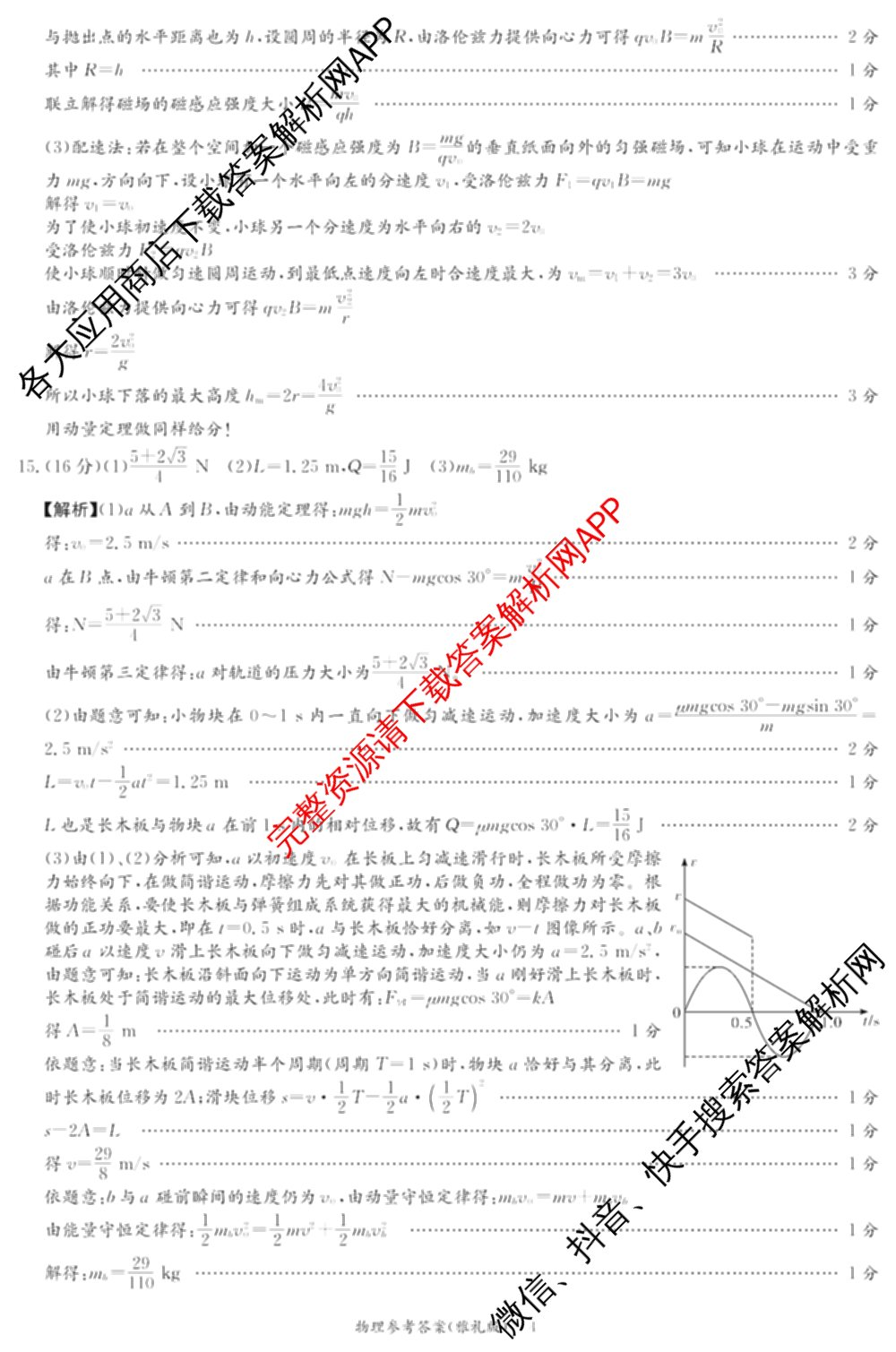 炎德英才大联考雅礼中学2025届模拟试卷(二)各科答案及试卷(已更新化学 政治 物理等9份)物理答案