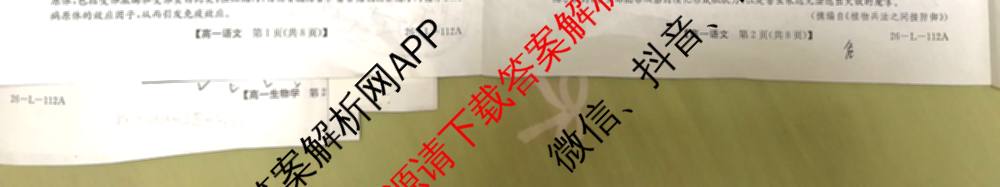 安徽省2025~2026学年上学期高一年级阶段联考(26-L-112A)试卷及答案汇总（含数学、物理、生物等9份）语文试题