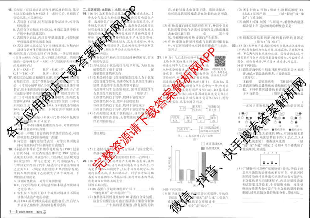 2024年高考真题(新高考)(已更新生物(山东卷) 数学(新课标II卷) 物理(河北卷)等108份)生物试题