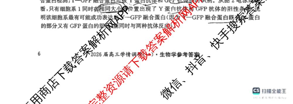 湖南省2026届高三学情调研(一)（含化学、政治、物理等）生物试题