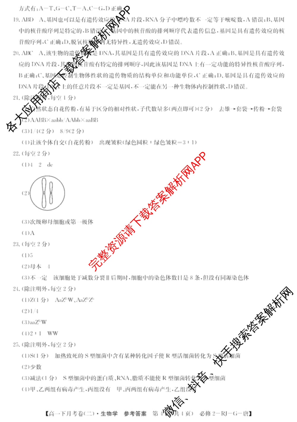 2025~2026全国名校高一下学期第二次月考试卷（含化学(必修第二册-RJ-G-唐) 地理(必修第二册-LJ-G-唐) 语文(必修下册-BB-X-F-唐)等）生物答案