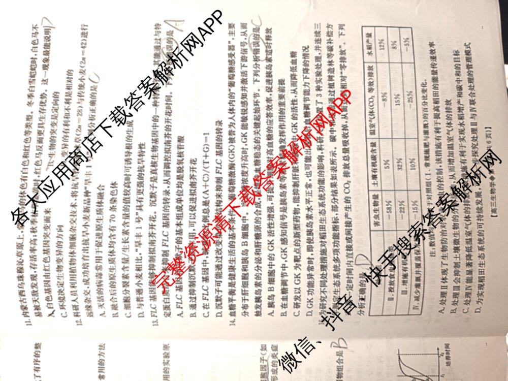 贵州省2026届高三学科核心素养训练(四个空心菱形)(2.26)试卷及答案汇总（含生物、化学、物理等9份）生物试题