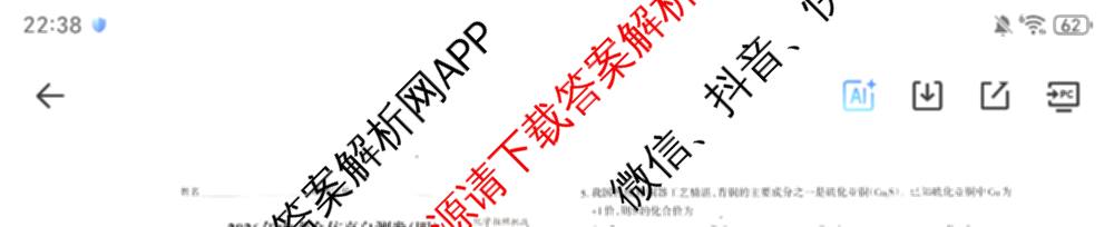 晋文源2026年中考全仿真自测卷(四)4（含化学、数学、英语等）化学试题