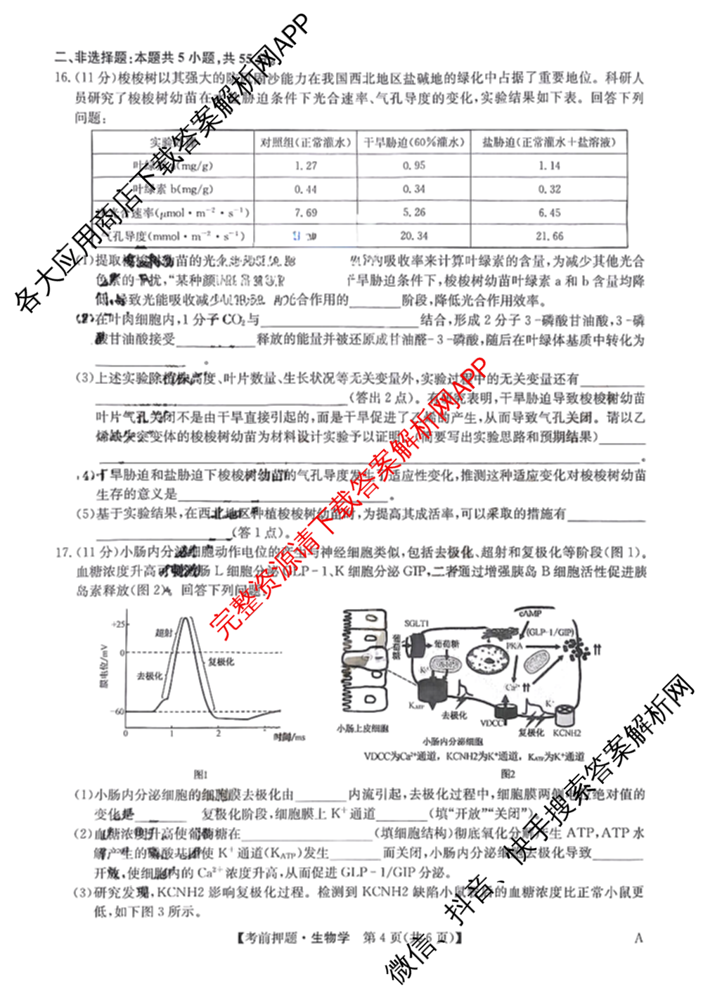 九师联盟2025届高三5月考前冲刺(一)（含地理(N)、政治、英语(无字母)等45份）生物试题