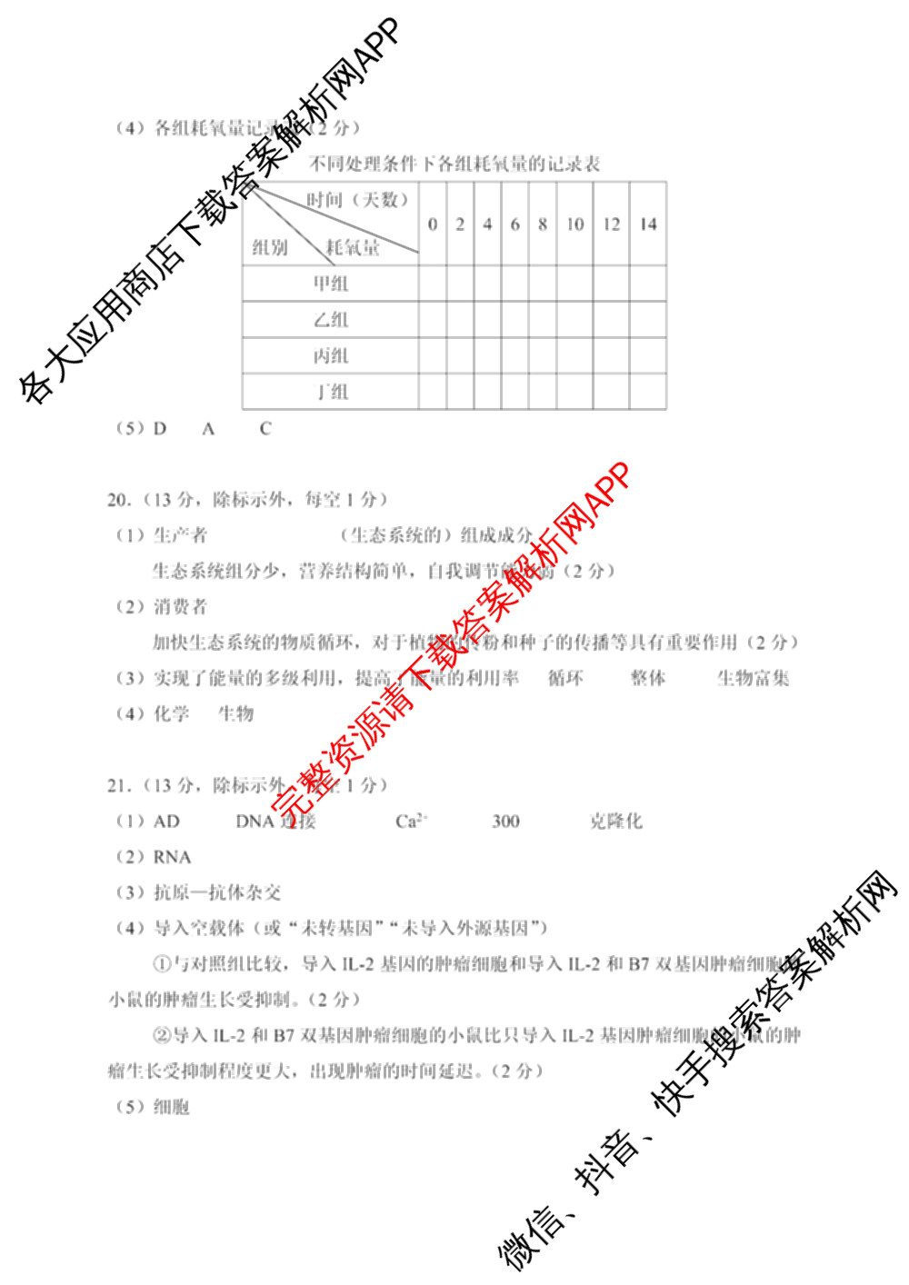 [柳州三模]柳州市2025届高三第三次模拟考试（含历史、地理、语文等）生物答案