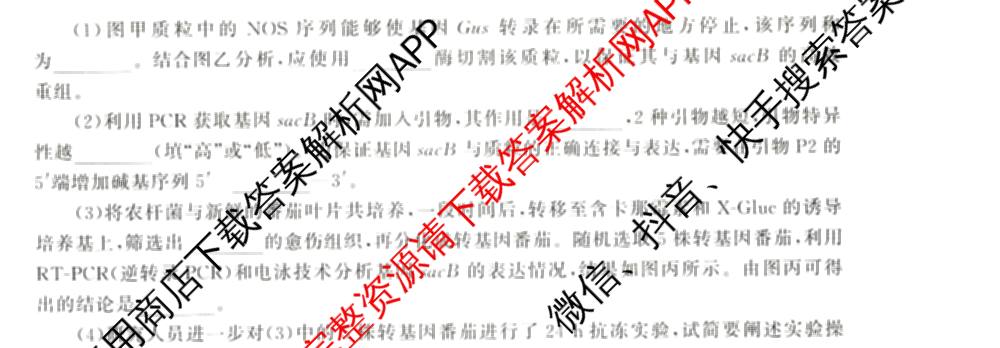 天舟高考衡中同卷2026年普通高等学校招生全国统一考试模拟信息卷(五)5试卷及答案汇总（含历史(WY)、地理(WY)、物理(无字母)等）生物试题