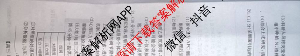 三晋卓越联盟山西省2025~2026学年高三12月质量检测卷(26-X-205C)各科答案及试卷（含语文、地理(A卷)、政治(B卷)等）生物试题