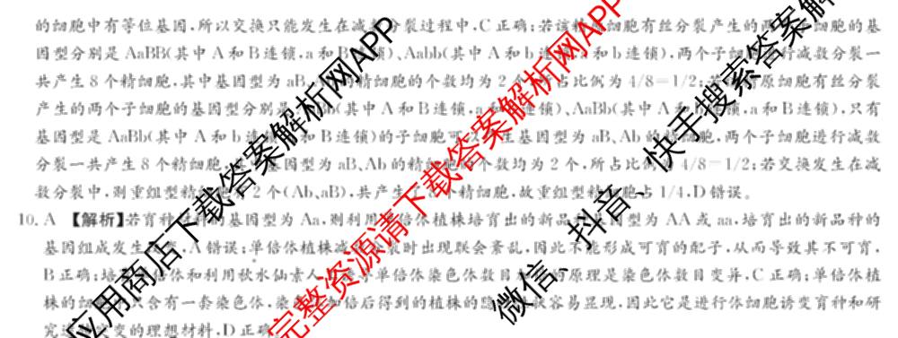 炎德英才大联考湖南师大附中2026届高三月考试卷(四)试卷及答案汇总: 含政治、数学、语文试卷解析生物试题