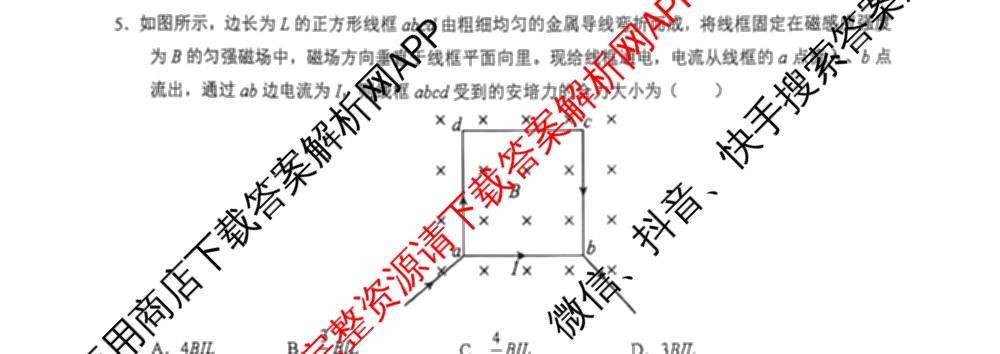 陕西省洛南中学2025-2026学年度第二学期第一次月考高二（含政治、数学、英语等）物理试题