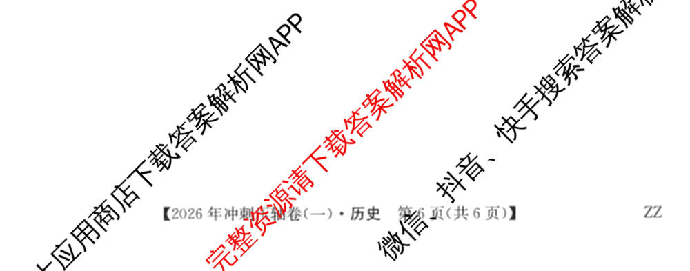 2026年全国高考冲刺压轴卷(一)1（含生物(河南) 地理(C2) 数学等）历史试题