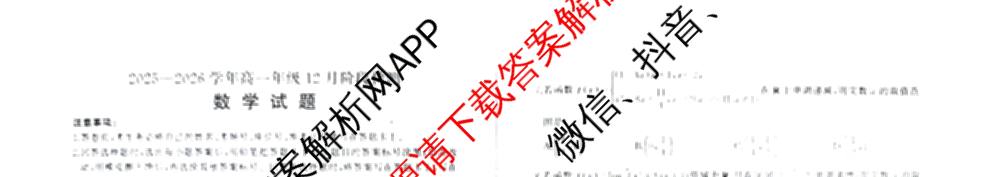 百师联盟2025-2026学年高一12月阶段检测试卷及答案汇总（含化学、物理、英语等）数学试题