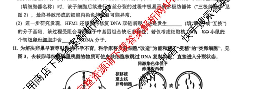 新疆乌鲁木齐市第一中学2026-2027学年第一学期2027届高三年级第一次月考各科答案及试卷（含物理、英语、语文等9份）生物试题
