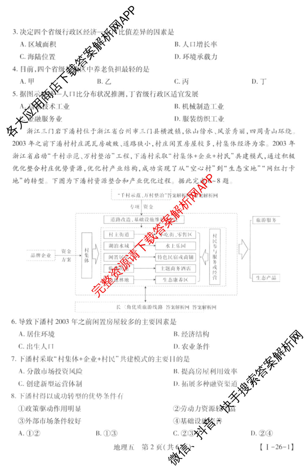 2026届智慧上进名校学术联盟高考模拟信息卷&冲刺卷&预测卷(五)5（含历史(HN) 生物(SX) 语文(26-1)等）地理试题