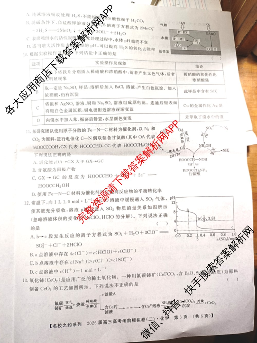 名校之约系列2026届高三高考考前模拟卷(二)2各科答案及试卷（16科全）化学试题