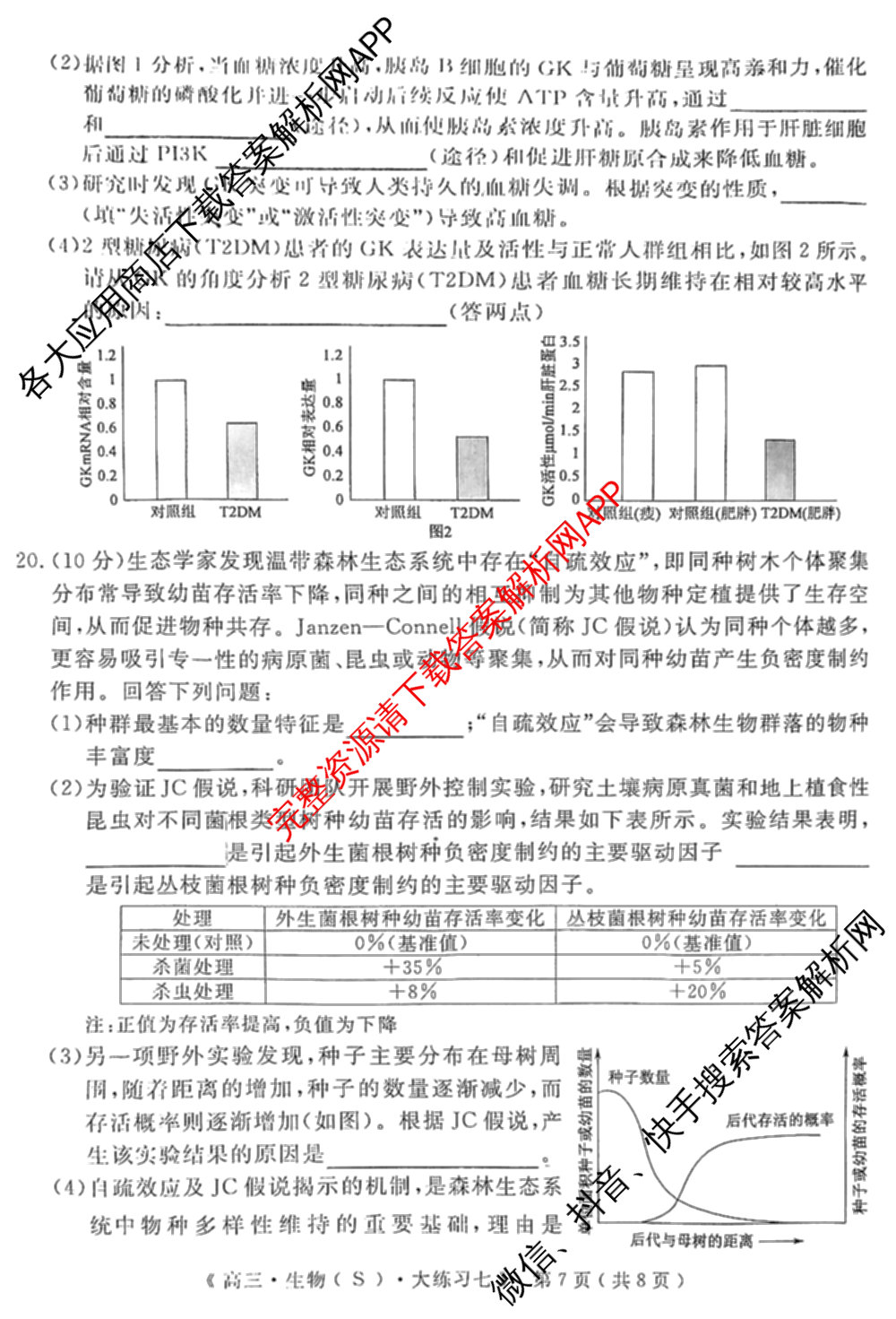 黄冈八模2026届高三大练(七)7（含历史(SD)、地理、物理(JX)等）生物试题