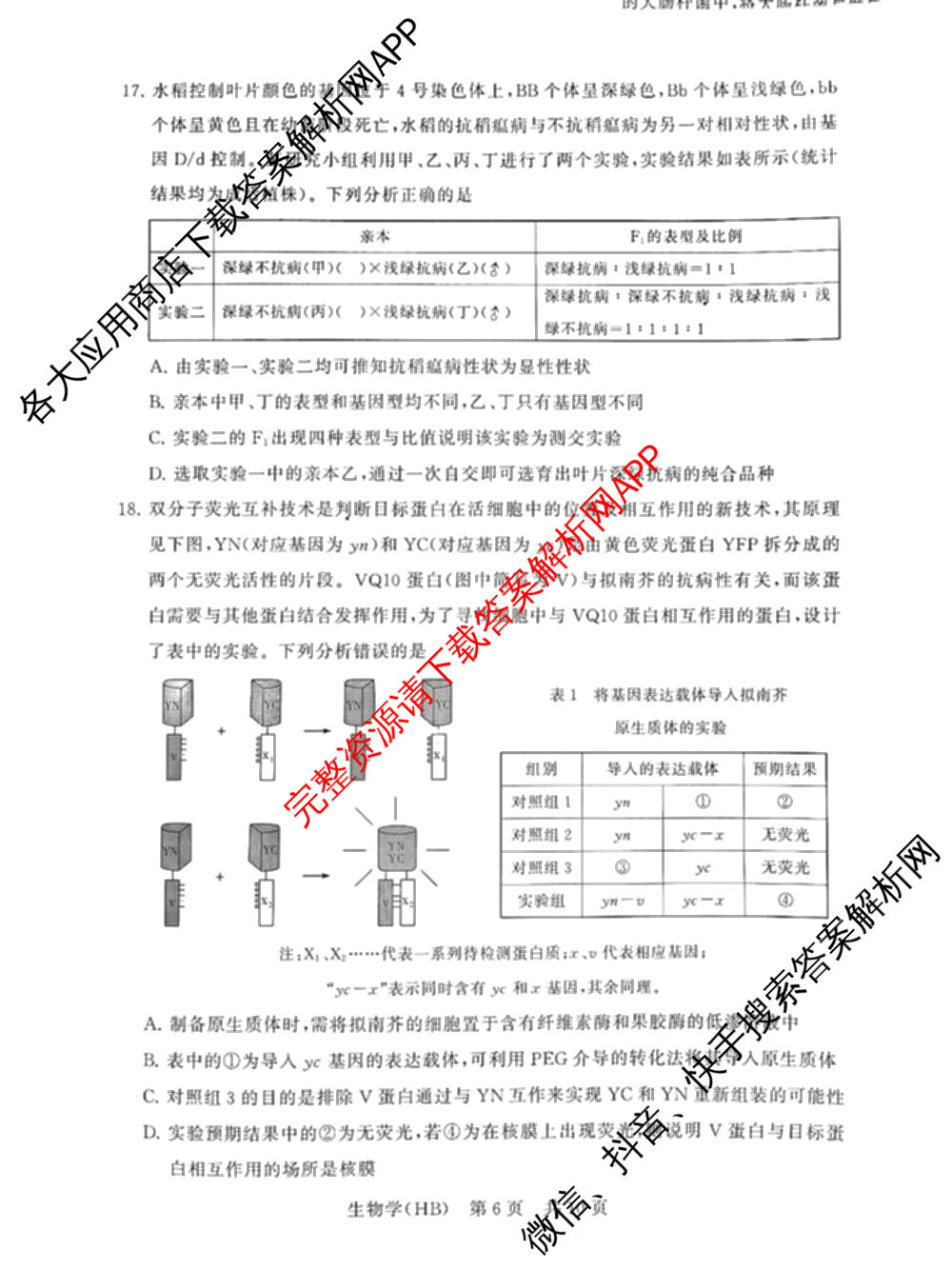 河北省2026届高三第二次质量检测(HB)试卷及答案汇总（10科全）生物试题